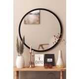 SUEL HOUSE Yuvarlak Ayna 60 Cm Mat Parlak Siyah Dresuar Koridor Duvar Salon Aynası 5705