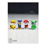 Suelo Butik 4'lü Paw Patrol Karakterleri Marshall, Rubble, Chase, Rocky Köpek Karakter Figür Oyuncakları 5 CM