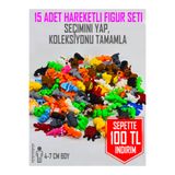 Suelo Butik KENDİN SEÇ! 15 Adet Eklemleri Hareketli, Organik, Eğitici Hayvan Oyuncak Seti Miniş Bücürler 4-7 Cm