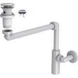 Suera Luna Yer Tasarruflu Lavabo Sifonu + Felix Pop-Up Set (Paslanmaz - Taşma Delikli) - Krom - Setli