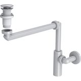 Suera Luna Yer Tasarruflu Lavabo Sifonu + Felix Pop-Up Set (Paslanmaz - Taşma Deliksiz) - Beyaz - Setli