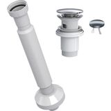 Suera Magic Pipe Körüklü Gider Borusu + Felix Pop-Up Set (Paslanmaz - Taşma Delikli) - Krom - Setli