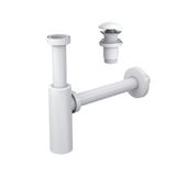 Suera Moon Ayarlanabilir Lavabo Sifonu + Elixir Pop-Up Set (Mat Beyaz- Taşma Deliksiz)