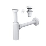 Suera Moon Ayarlanabilir Lavabo Sifonu + Elixir Pop-Up Set (Parlak Beyaz- Taşma Delikli)