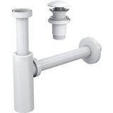 SUERA Moon Ayarlanabilir Lavabo Sifonu + Elixir Pop-Up Set (Parlak Beyaz- Taşma Deliksiz)