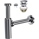 Suera Moon Ayarlanabilir Lavabo Sifonu + Qualis Pop-Up Set (Krom- Taşma Delikli) - Setli