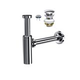 SUERA Moon Ayarlanabilir Lavabo Sifonu + Qualis Pop-Up Set (Krom- Taşma Delikli)