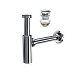 SUERA Moon Ayarlanabilir Lavabo Sifonu + Qualis Pop-Up Set (Krom - Taşma Deliksiz)