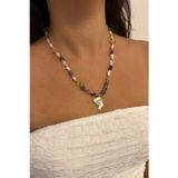 Suerte Accessories 925 Ayar Gümüş Nefertiti Uç Tımbıl Ametist ve Aytaşı Doğal Taş El Yapımı Özel Tasarım Kadın Kolye