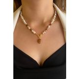 Suerte Accessories Doğal Sedef Ve Hematit Doğaltaş Akik Doğaltaş Uçlu El Yapımı Özel Tasarım Doğal Taş Kolye