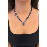 Suerte Accessories El Yapımı Lapis Lazuli Doğal Taş Sodalit Doğaltaş Uç Altın Aksesuar Özel Tasarım Kadın Kolye