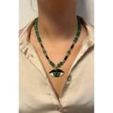 Suerte Accessories El Yapımı Yeşim Doğaltaş Varisit Taşı El İşi Seramik Evil Eye Göz Nazar Uçlu Doğal Taş Kolye