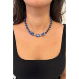 Suerte Accessories Sodalit Doğaltaş Lapis Lazuli Doğal Taş Uçlu El Yapımı Özel Tasarım Doğaltaş Kadın Kolye