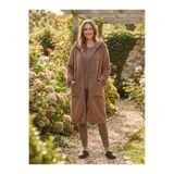 SUERTO KAHVERENGİ Wellsoft Peluş Kapüşonlu Unisex Sabahlık Önden Fermuarlı Sabahlık Oversize