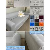 Süet Detaylı Angora Kumaş 3lü Komple Giydirme Kanepe & Çekyat, Bohem, Porto, Vb. Model Koltuk Kilifi - 180 x 240 cm - Açık Gri