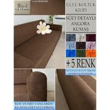 Süet Detaylı Angora Kumaş 3lü Komple Giydirme Kanepe & Çekyat, Bohem, Porto, Vb. Model Koltuk Kilifi - 180 x 240 cm - Kahverengi