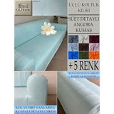 Süet Detaylı Angora Kumaş 3lü Komple Giydirme Kanepe & Çekyat, Bohem, Porto, Vb. Model Koltuk Kilifi - 180 x 240 cm - Mint