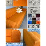 Süet Detaylı Angora Kumaş 3lü Komple Giydirme Kanepe & Çekyat, Bohem, Porto, Vb. Model Koltuk Kilifi - 180 x 240 cm - Turuncu