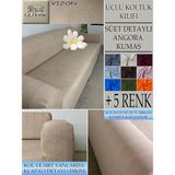 Süet Detaylı Angora Kumaş 3lü Komple Giydirme Kanepe & Çekyat, Bohem, Porto, Vb. Model Koltuk Kilifi - 180 x 240 cm - Vizon