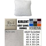 Süet Detaylı Angora Kumaş 4 Adet Kirlent Kılıfı - 35 x 35 cm - Açık Gri