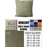 Süet Detaylı Angora Kumaş 4 Adet Kirlent Kılıfı - 35 x 35 cm - Haki