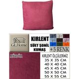 Süet Detaylı Angora Kumaş 4 Adet Kirlent Kılıfı - 40 x 40 cm - Mürdüm