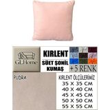 Süet Detaylı Angora Kumaş 4 Adet Kirlent Kılıfı - 40 x 40 cm - Pudra