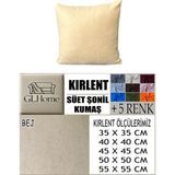 Süet Detaylı Angora Kumaş 4 Adet Kirlent Kılıfı - 45 x 45 cm - Bej