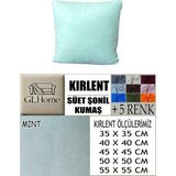 Süet Detaylı Angora Kumaş 4 Adet Kirlent Kılıfı - 45 x 45 cm - Mint