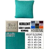 Süet Detaylı Angora Kumaş 4 Adet Kirlent Kılıfı - 45 x 45 cm - Zümrüt