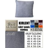 Süet Detaylı Angora Kumaş 4 Adet Kirlent Kılıfı - 50 x 50 cm - Antrasit