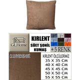 Süet Detaylı Angora Kumaş 4 Adet Kirlent Kılıfı - 55 x 55 cm - Kahve