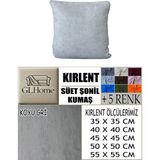 Süet Detaylı Angora Kumaş 4 Adet Kirlent Kılıfı - 55 x 55 cm - Koyu Gri