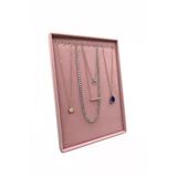 Süet Kumaş Pembe Renk 34/24 Cm Saç Ayaklı Kolye Zincir Tebih Sergileme Standı