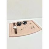 Süet Kumaş Pembe Renk 34,5/27 Cm Kolye Ucu Küpe Yüzük Takı Servis Sunum Tablası
