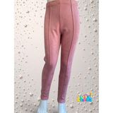 Süet Şardonsuz Pembe Likralı Kız Çocuk Nervür Dikişli Pantolon Tayt - 6 - 7 Yaş