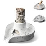 Suewidfay Adaçayı Tutucu Leke Çubuğu Kase Seramik Tütsü Tutucu Beyaz Adaçayı/Palo Santo Sopa/Tütsü için Yanan Kase, Temizlemesi Kolay 3'ü 1 Arada Beyaz Adaçayı Paketi Leke Kase