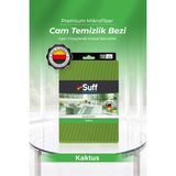 Suff Kaktüs Cam Mikrofiber Bez Fırın ve Mikrodalga Camı Temizlik Bezi Overlok Kesim 50x40 cm Gri - Yeşil