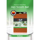 Suff Kaktus Mikrofiber Cam Temizlik Bezi Buzdolabı Cam Rafları Temizlik Bezi Overlok Kesim 50x40 cm Turuncu