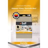 Suff Kamille Hassas Yüzey Mikrofiber Bez Leke Bırakmaz Gözlük ve Kamera Lens Bezi 50X40 cm Gri - Krem