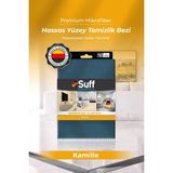 Suff Kamille Hassas Yüzey Mikrofiber Bez Leke Bırakmaz Gözlük ve Kamera Lens Bezi 50X40 cm Gri - Mavi