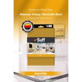 Suff Kamille Hassas Yüzey Mikrofiber Bez Leke Bırakmaz Gözlük ve Kamera Lens Bezi 50X40 cm Gri - Sarı