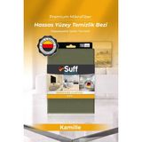 Suff Kamille Hassas Yüzey Mikrofiber Bez Leke Bırakmaz Gözlük ve Kamera Lens Bezi 50X40 cm Gri - Yeşil