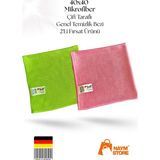 Suff Premium Mikrofiber 2'li Genel Temizlik Bezi 40X40CM - Pembe - Yeşil