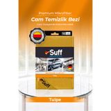 Suff Tulpe Cam Mikrofiber Bez İz Bırakmaz Vitrin ve Ofis Cam Temizlik Bezi 70x50 cm Hardal