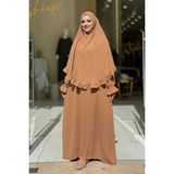 Sufleli Namaz Elbisesi 6034 Vizon - Standart