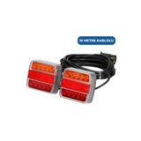 Suga Mıknatıslı LED Römork Stop Lambası Seti 7 Pin Soketli 12V Yatek Karavan Tekne