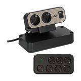 Suha Store Estilo Duplex Serisi 9 Soketli Typ-C ve USB Li 19.500 Amper Akım Korumalı 2 Metre Kablolu Masa Üstü Priz