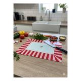 suhika 25x35 cm Temperli Cam Kesim Panosu Çizgili Kuş Desenli Mutfak Tezgah Koruyucu ve Sunum Tablası
