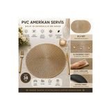 suhika Yuvarlak Gümüş-GoldAmerikan Servis Supla 38 cm 6'lı Yemek Masa Altlığı